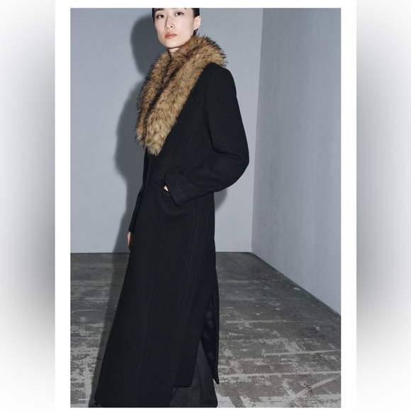 Zara Wool blend coat with faux fur collar - Picture 5 of 8
